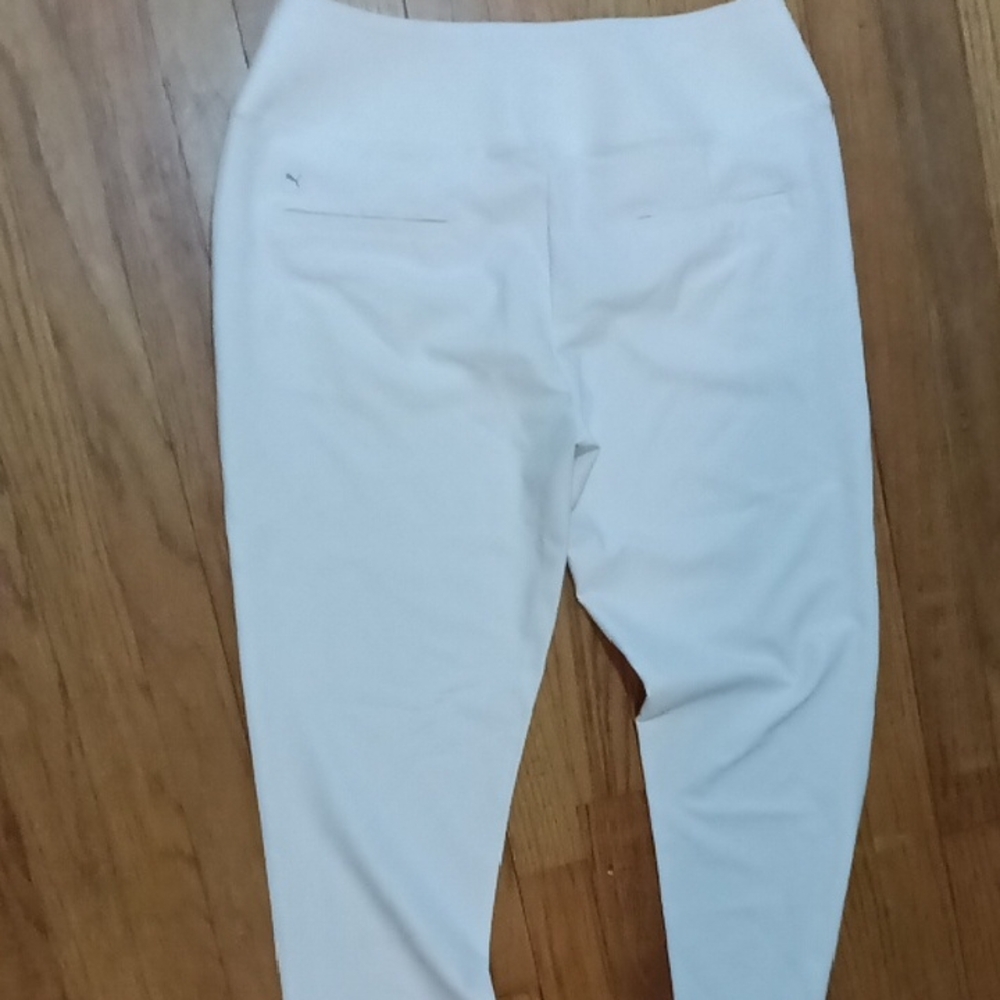 Puma White Track Pants Relaxed Fit Elastic Waistband